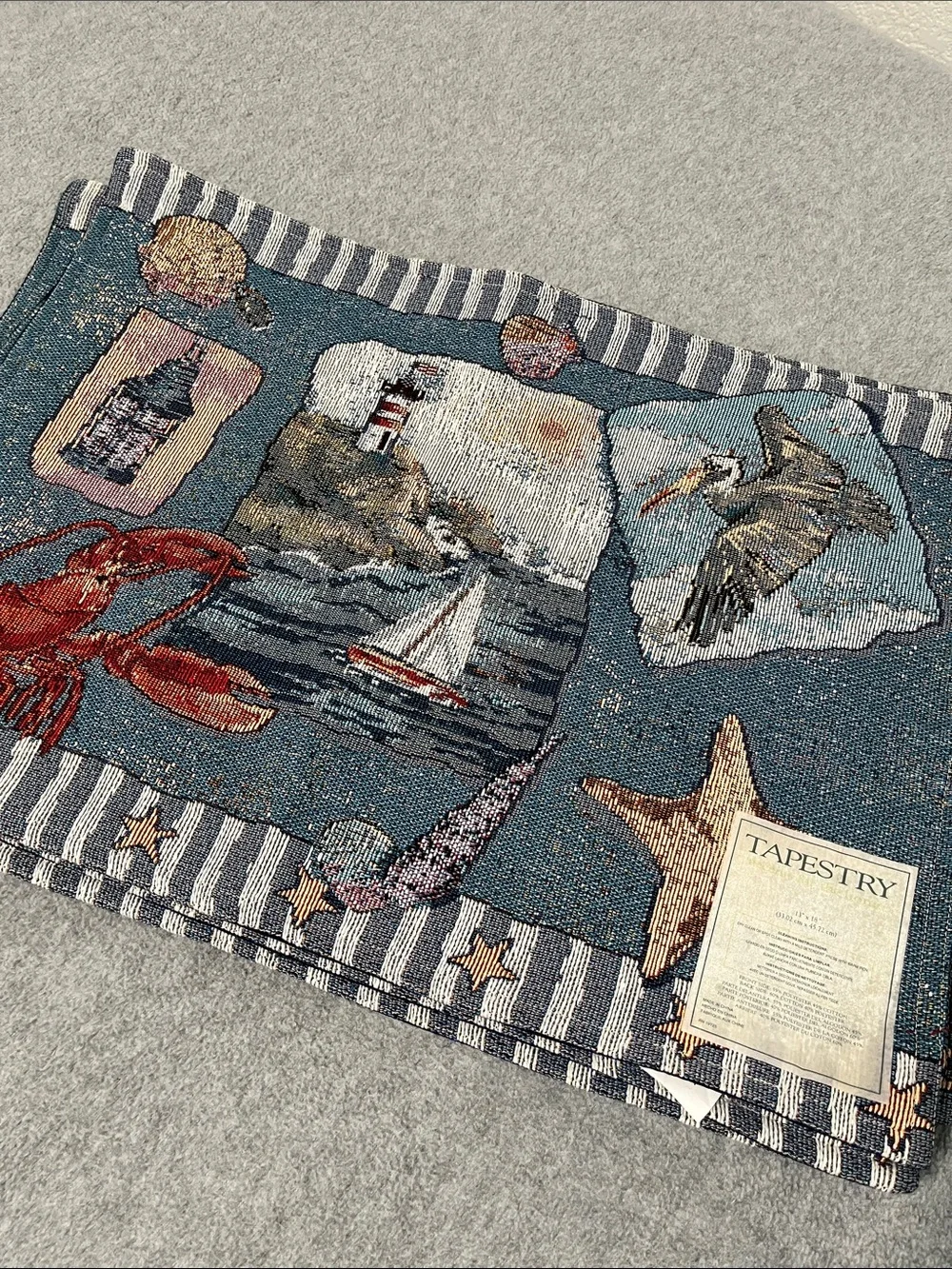 Tapestry Nautical Placemats Bundle Lot Of Five Coastal Lighthouse Beach